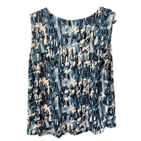 Jones Studio Womens Abstract Blue Sleeveless Top Sz 2X blouse - Picture 11 of 12